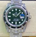 Swiss Replica Rolex Submariner 2836 Iced Out Watch Stainless Steel Black Diamond Bezel